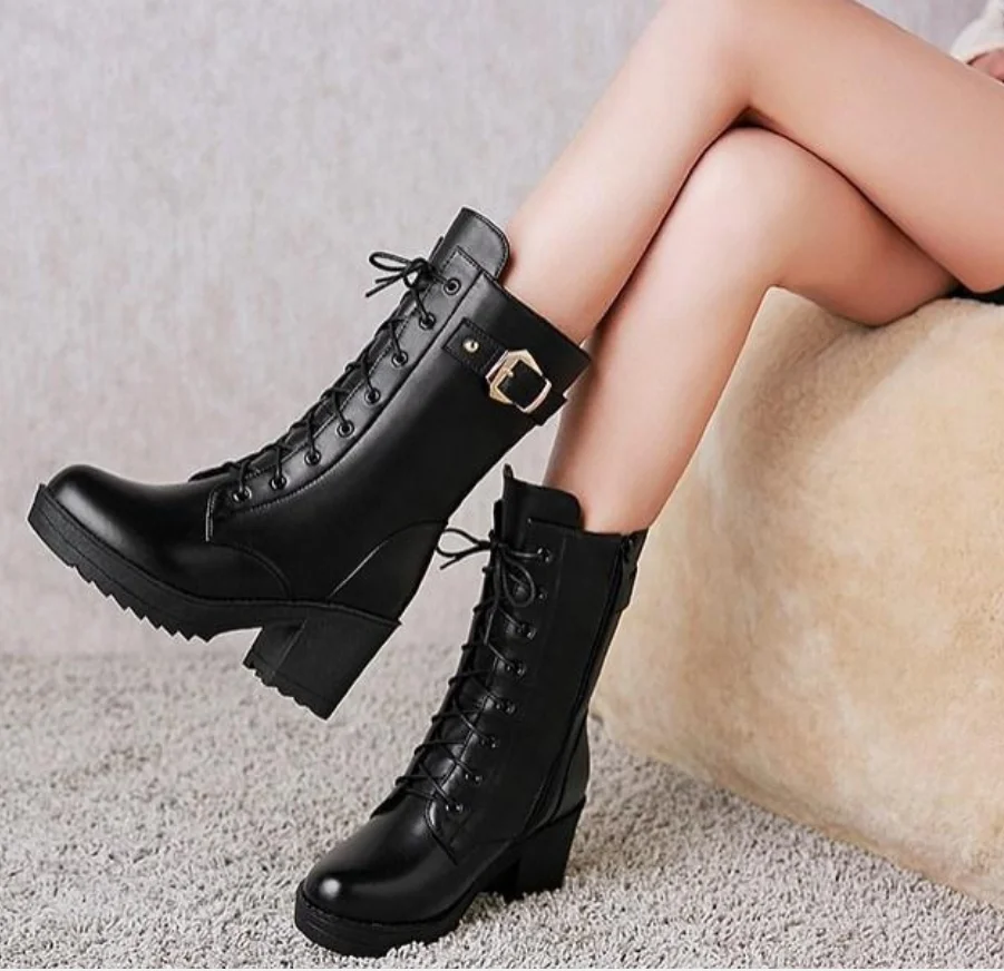 

Роскошные женские зимние ботинки Martin 2022 новые кожаные теплые Нескользящие студенческие женские ботильоны Botas De Mujer Bottes