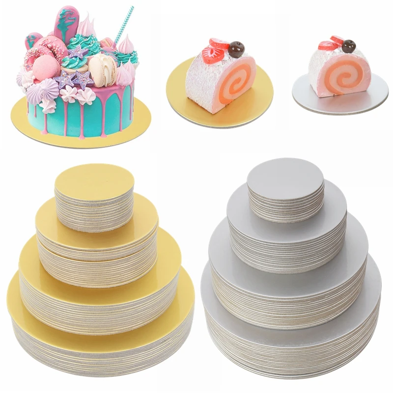 

10/16/22/26cm Gold Silver Round Cake Board Circle Cardboard Base Cake Decorating Supplies Party Cupcake Dessert Tray Cake Tools