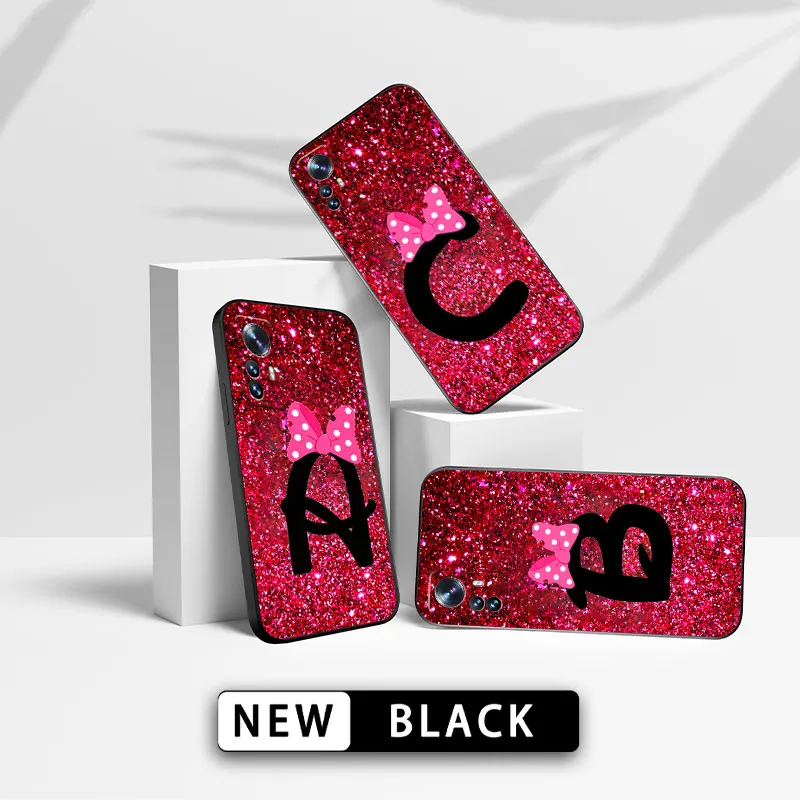 

Bow Red Letter Square Liquid Silicone Phone Case For Xiaomi Poco M5 X3 X4 X5 NFC M3 C40 Pro For MI 12 11 10T 12T Note 10 Cover