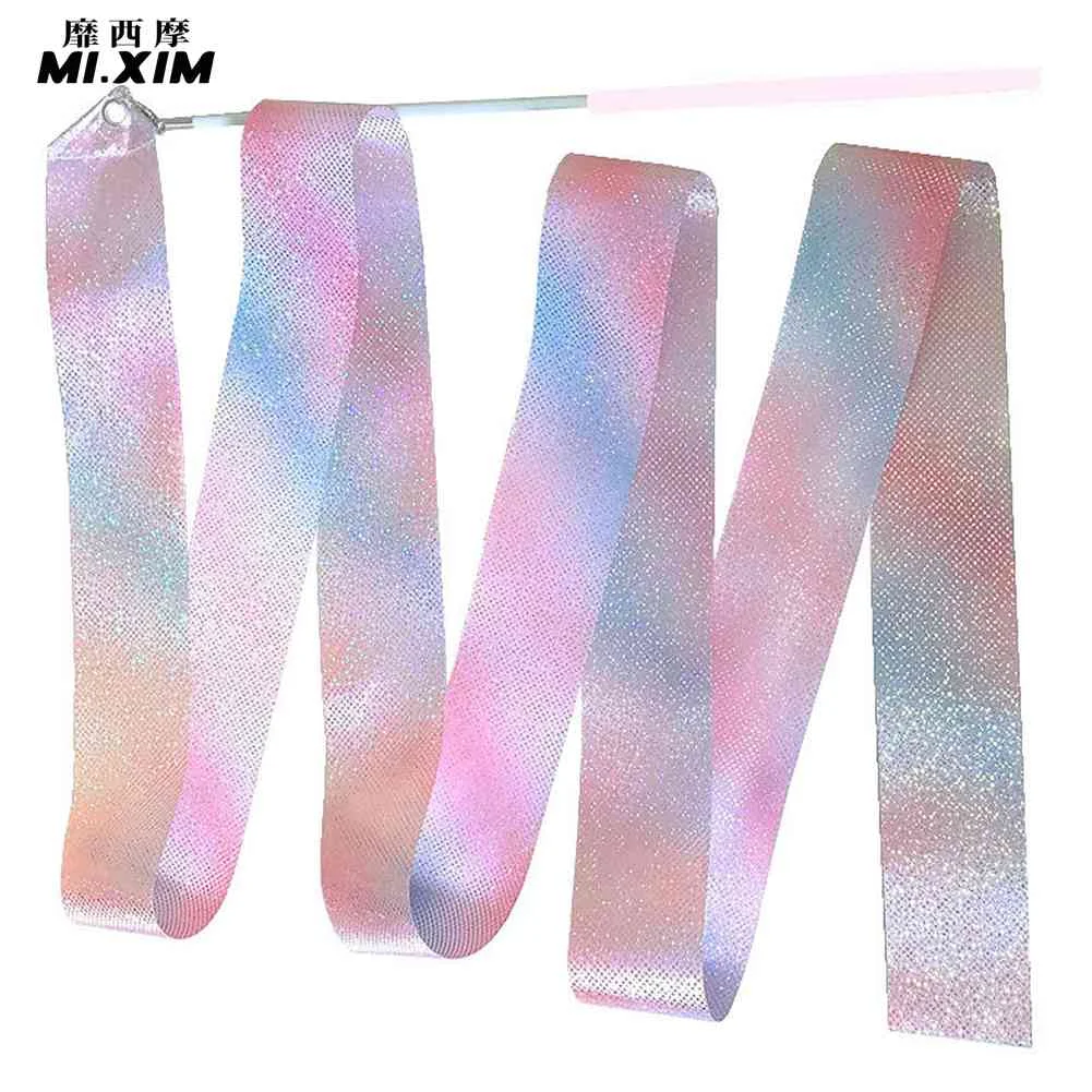 

Art Gymnastics Ballet Dance Ribbon with Twirling Stick Kid Flashing Glitter Sport Performance Strip Stage Show Prop