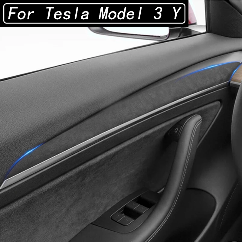 

Для Tesla Model 3 Y замшевая пушистая внутренняя дверная панель отделочные полосы автомобильные наклейки автостайлинг аксессуары для украшения интерьера