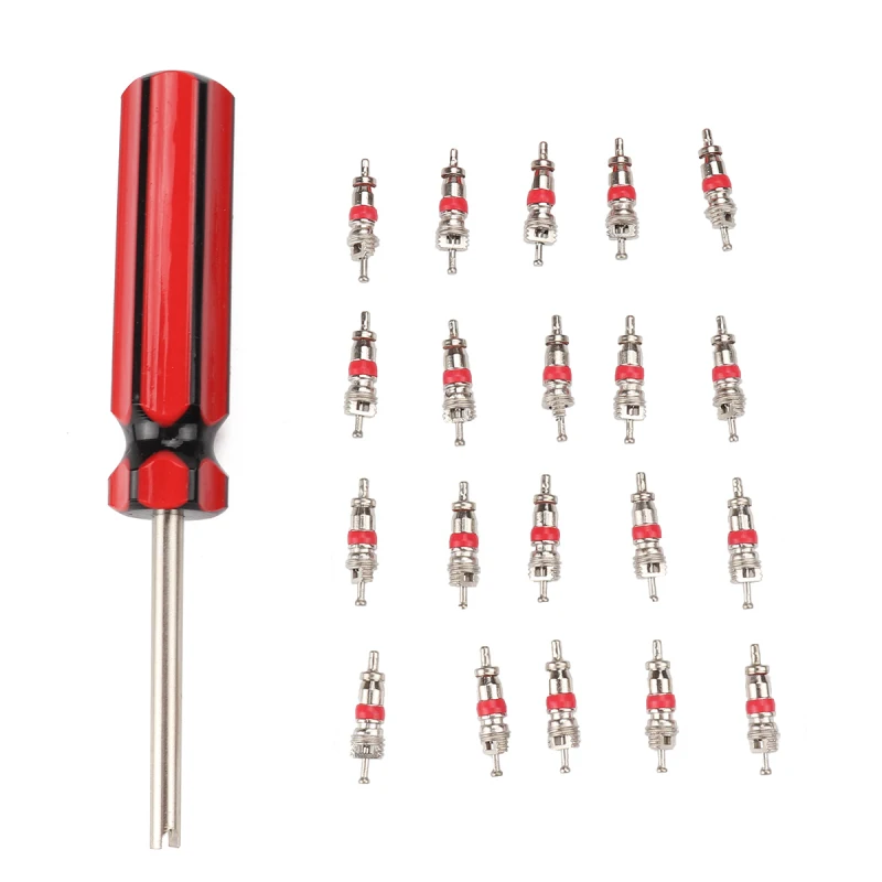 

20pcs Car Auto Screwdriver Valve Stem Core Remover With Tyre Valve Core Insert Metal Steel Valve Stem Core Remover Tire Repair