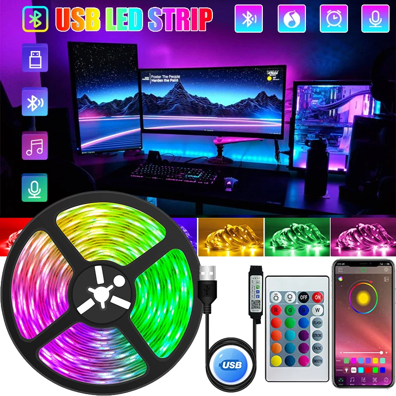 Гибкая лента с диодами и USB-портом, 5050 RGB, 5 В