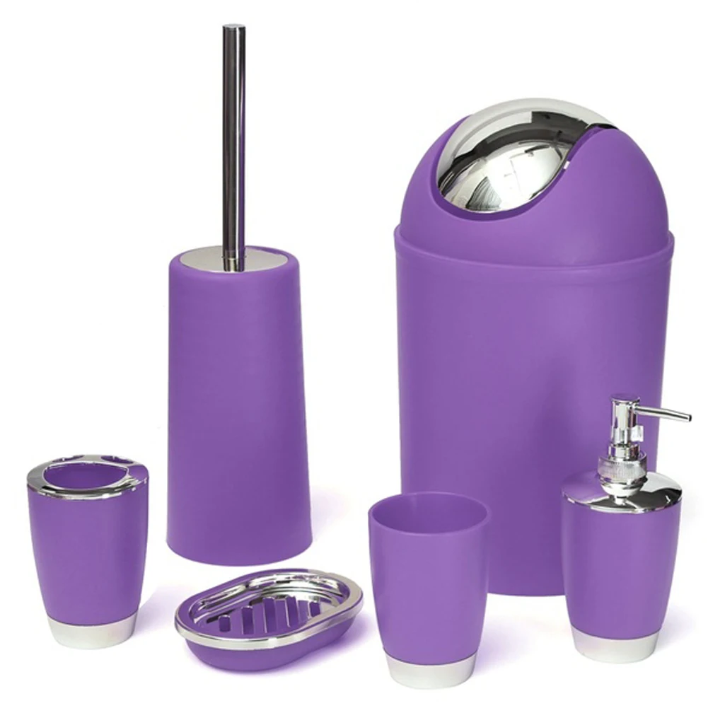 

Solid PP Bathroom Necessities include Toothbrush Holder Toilet Brush Soap Dish Waste Bin Rinse Cup Sprayer Bottle