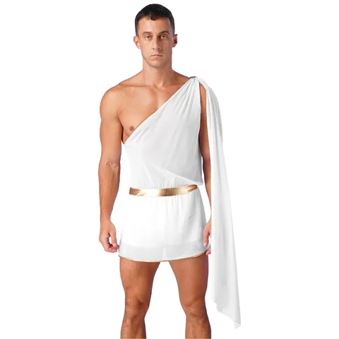 Мужской костюм Бога Древней Греции, платье для косплея на Хэллоуин, женское платье на одно плечо с шортами, для ночного клуба, карнавалов, платье