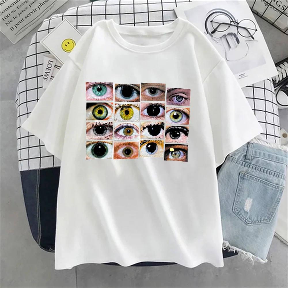 

2022 Women Y2k Hip Hop Streetwear Print Women Tshirt Eyes Print Casual Short Sleeve HipHop summer women's t-shirt streetwear