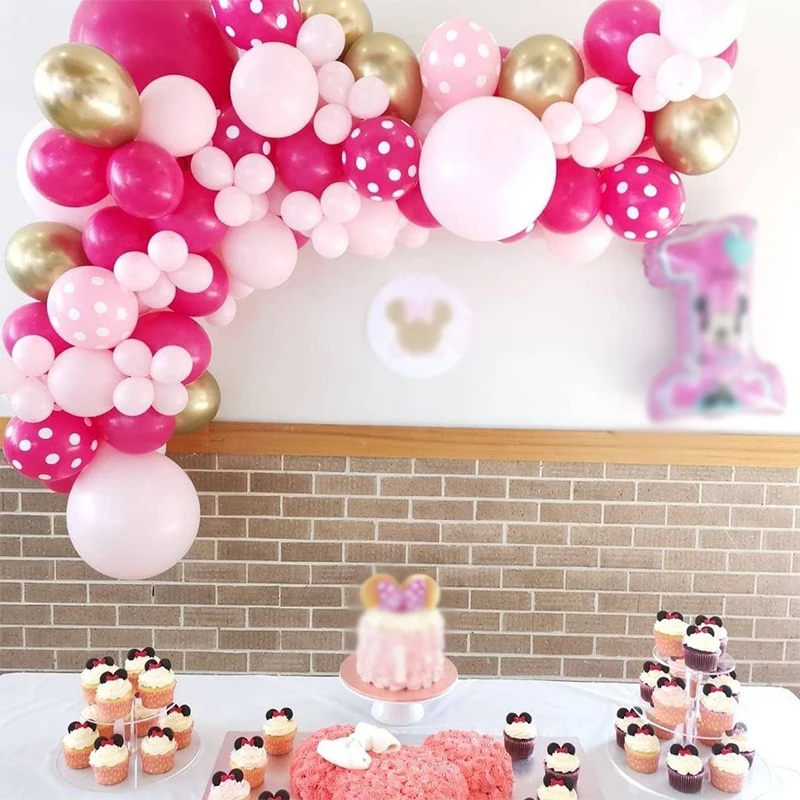 

90pcs Pink Polka Dots Ballon Chrome Gold Macaron Baby Pink Latex Balloons Garland Baby Shower Birthday Wedding Party Decorations