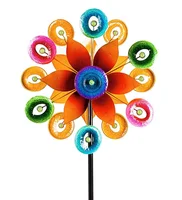 New style garden metal Decorative Yard Colorful 3D Wind Spinners With Stake Art Metal Windmill