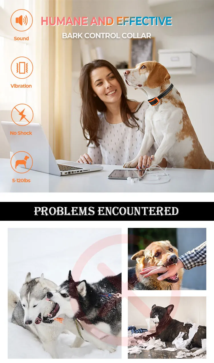 

Friendly Effective Barking control Collar Pet Trainer Sound Vibration Anti barking Dog Trainer Automatic Barking Stopper