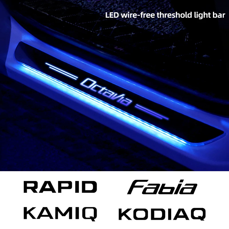 

Car Acrylic LED Welcome Pedal Plate Door Sill Pathway Light For Skoda Octavia Fabia Rapid Superb Kodiaq Scala Karoq Citigo Kamiq