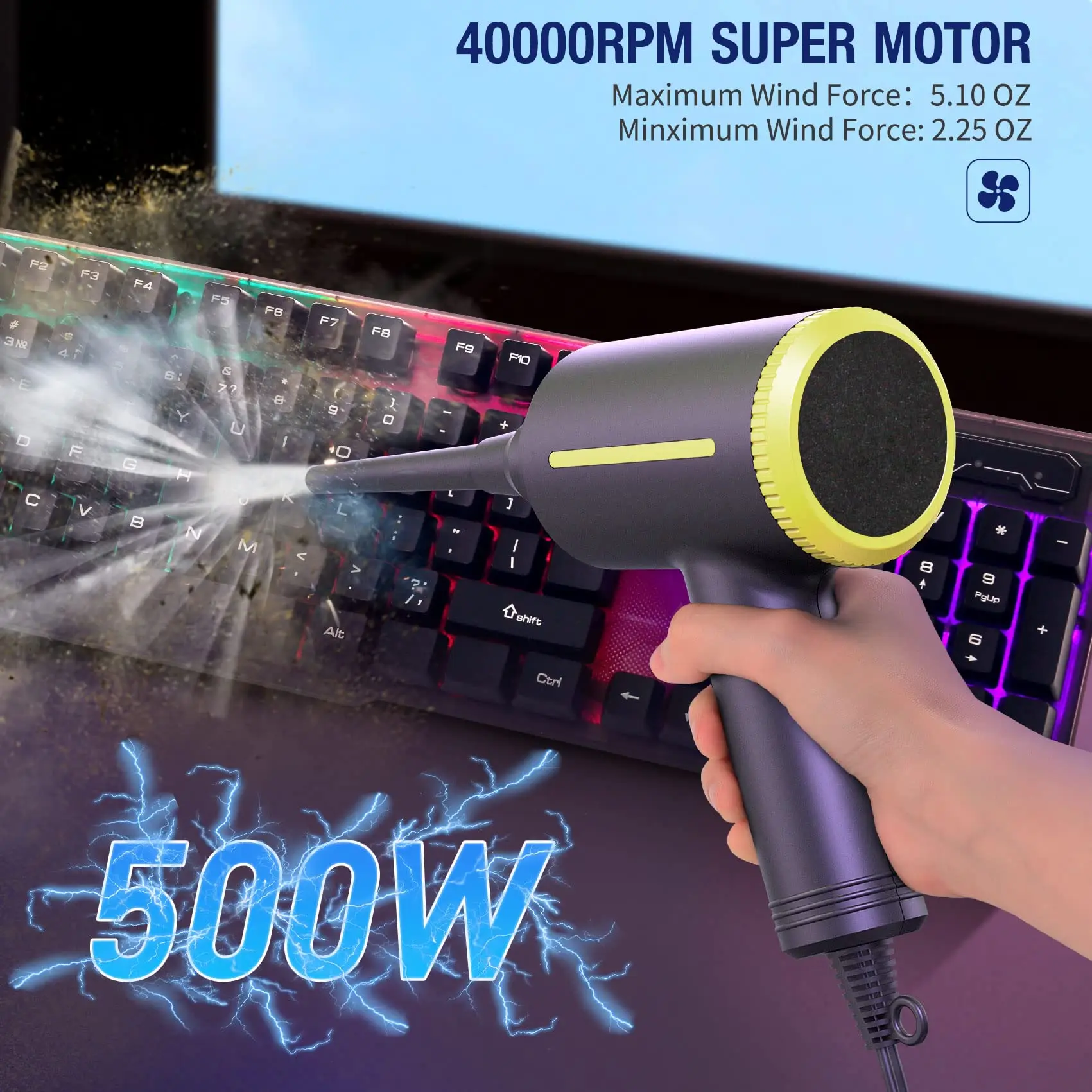 Электрический воздушный пылесос 500 Вт сжатый воздух 40000 об/мин электроника