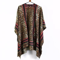 new leopard grain ladies printed fork shawl imitation cashmere european and american autumn and winter scarf warm shawl cape