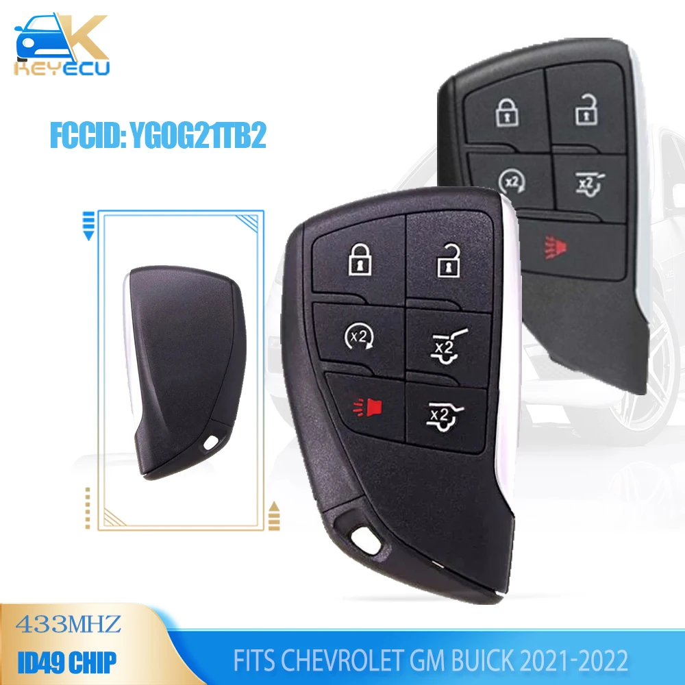 

KEYECU YG0G21TB2 Smart Remote Key 5B / 6 Button ASK 434MHz ID49 Chip HU100 for Chevrolet GM Buick 2021 2022