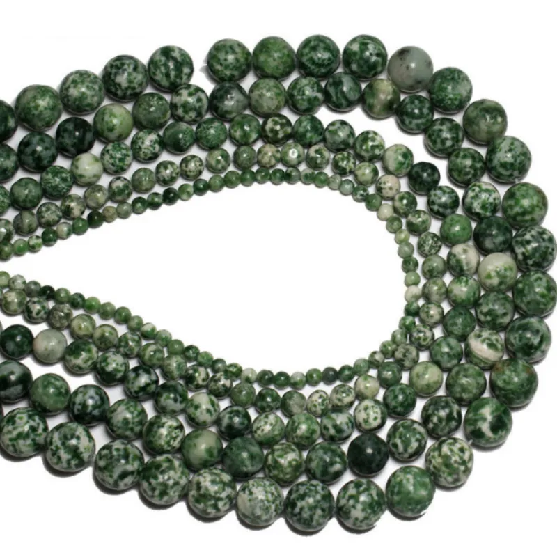 

Natural Round Loose Beads green dot stone beads Pick Size 4 6 8 10mm