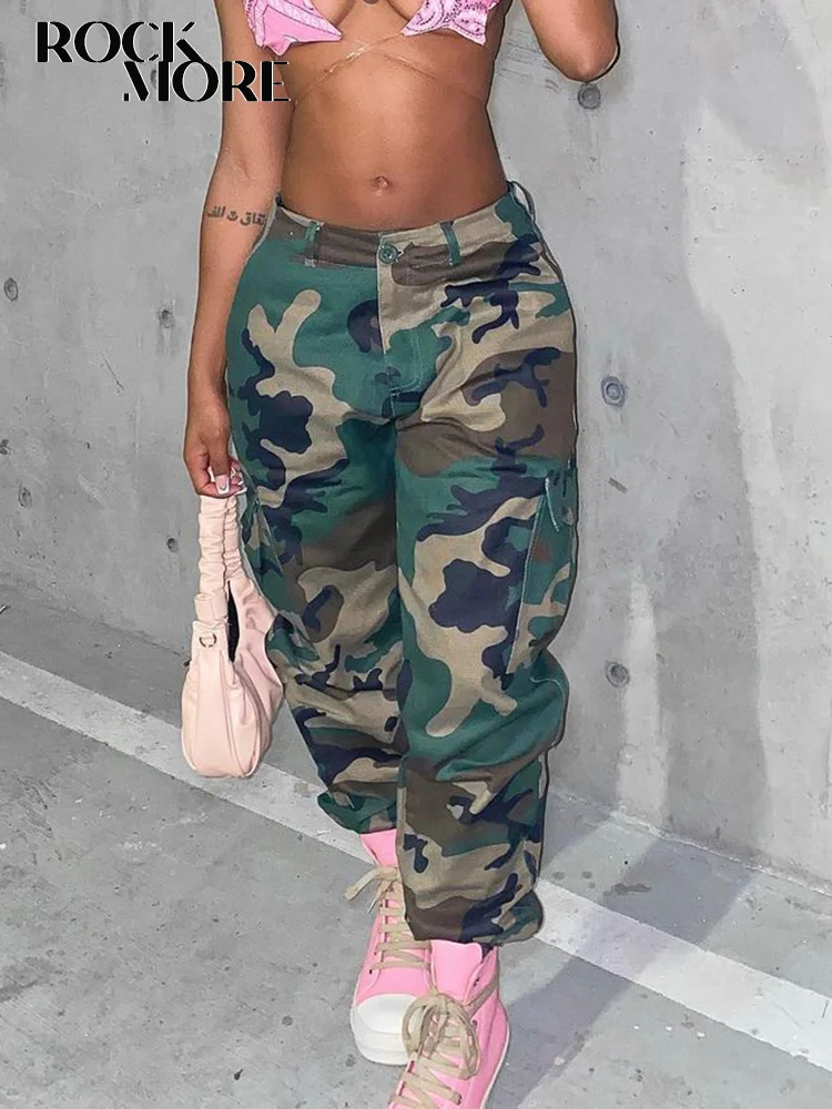 

Rockmore Army Green Camo Cargo Pants Women y2k Vintage Pockets Sweatpants Joggers Punk Harem Trousers Streetwear Femme Pantalon