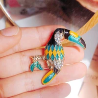 creative simulation animal brooch enamel rhinestone style jewelry cartoon branch bird bag coat accessories