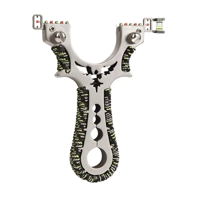 

Outdoor Hunting Stainless Steel Shooting Slingshot With Rope Rope High Power Shooting Outdoor Competition Quality Slingshot