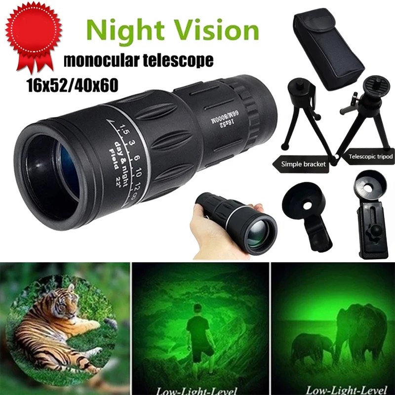 

Extra Long 16X52 Distance Sports Hunting Zoomable Monocular Low Light Night Vision Telescope Binoculars For Outdoor Watching