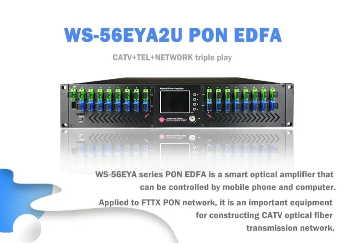 Фото Оптический усилитель EDFA для FTTH, 2025 года, хит продаж, с 8/16/32/64 портами, CATV WDM, 13/14 дБм, EYDFA для оптических сетей №3