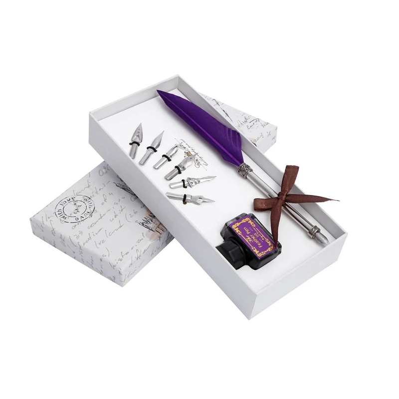 

Calligraphy Quill Vintage Feather Dip Pen Writing Ink Nibs Set Gift Box For Student Office Stationery