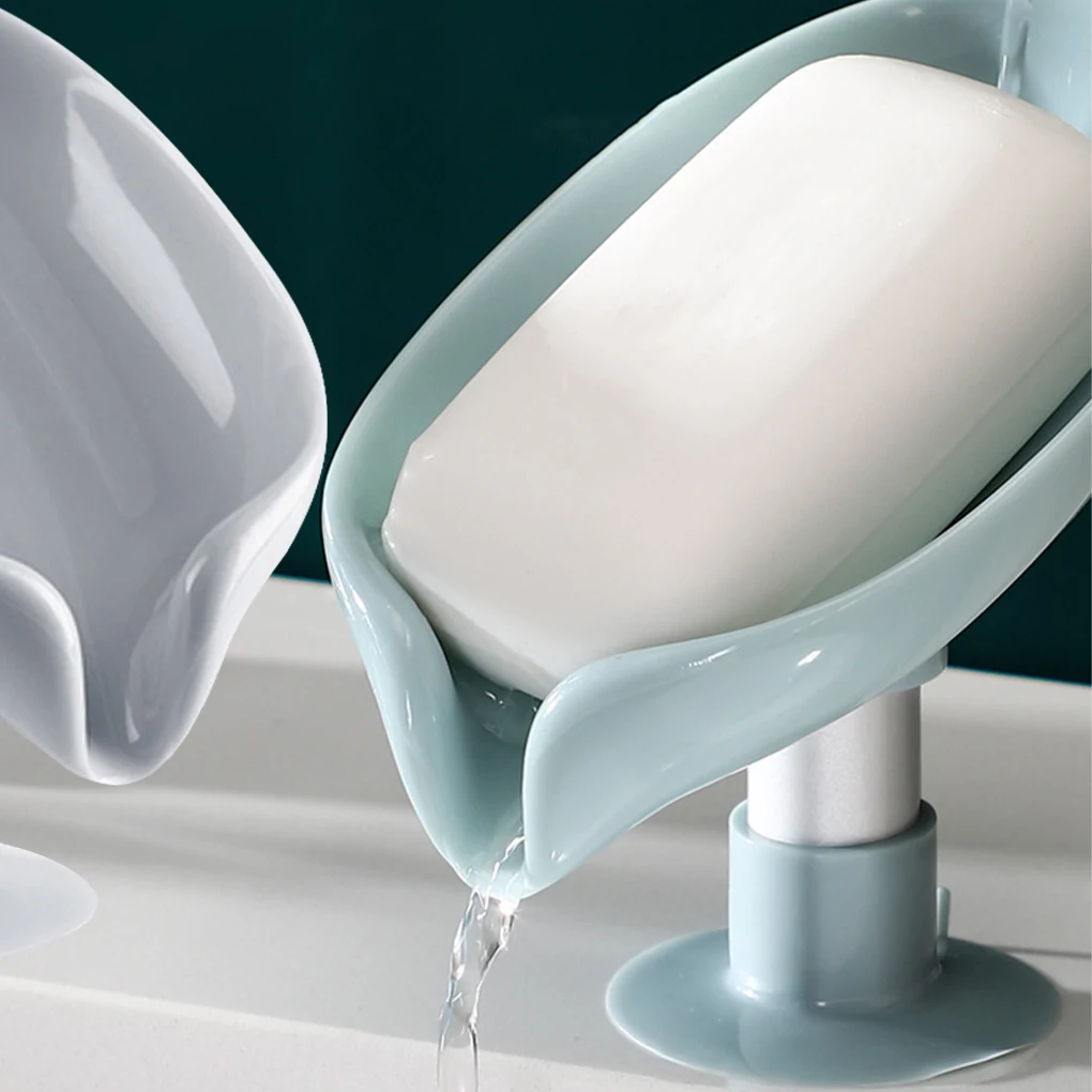 

Leaf Shaped Soap Dishes Anti-slip Multifunctional Sponge Holder Shower Room Suction Cup Container Rack Storing Tray