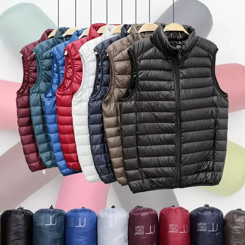 NEW Men Duck Down Vest 2021 Coat Ultralight Sleeveless Puffer Vest Jacket ultra thin warm lightweight down jacket Waistcoat