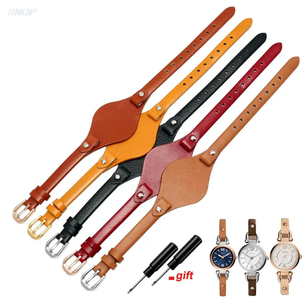 Ремешок из натуральной кожи 8 мм для Fossil ES3060 ES3565 ES2830 3077 3262 3060 4176 4119 мягкой воловьей