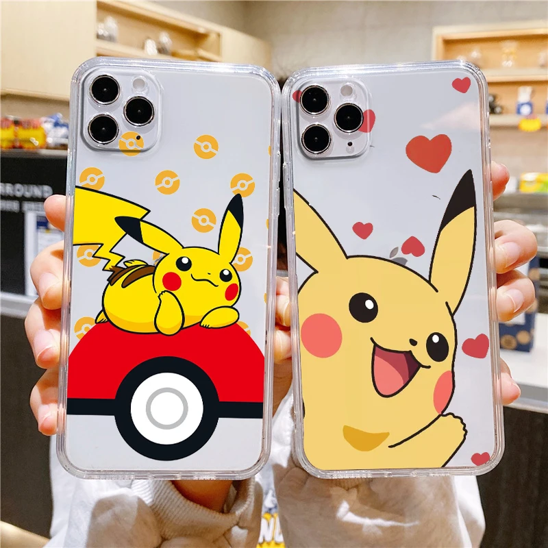 

Cartoon P-Pikachu Cute For Apple iPhone 14 13 12 11 Mini XS XR X Pro MAX 8 7 6 Plus SE 2020 Transparent Phone Case Cover