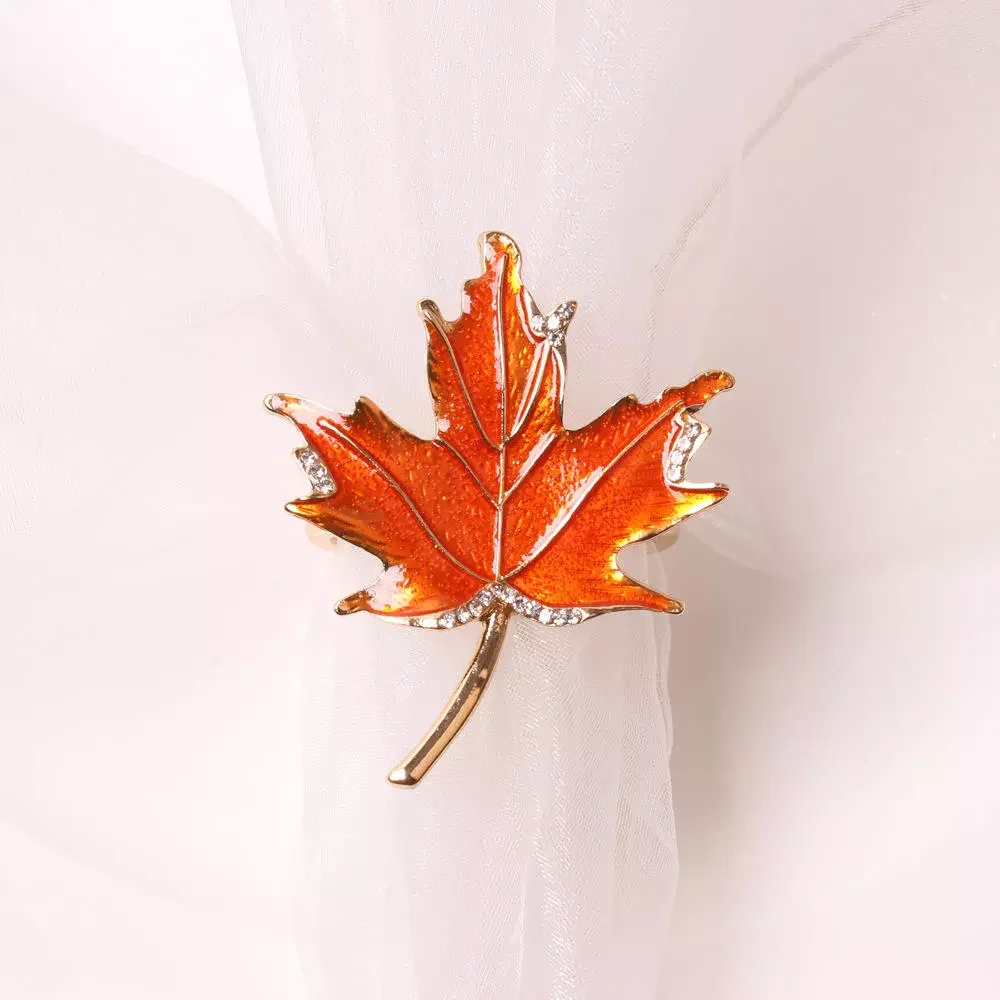 

Orange Maple Leaf Napkin Ring The Toast Button Ring Napkin Western Buckle Napkin Pearl Meal Buckle Napkin Party Decoration