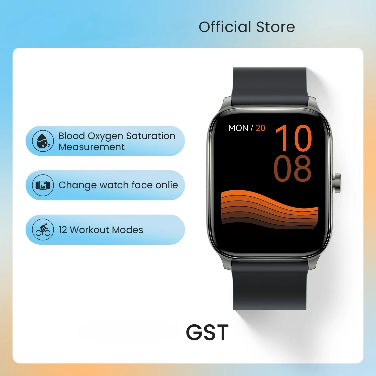 

GST Smartwatch Men Women Watch for HAYLOU Blood Oxygen Heart Rate Sleep Monitor 12 Sport Models Custom Watch Face Global Version