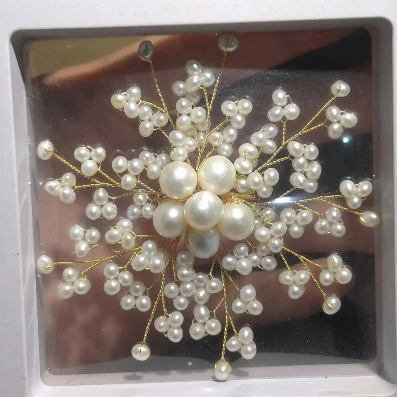 1pcs/lot Natural freshwater Pearl brooch High-quality boutique light 14K gold handmade flower clusters noble and layered jewelry