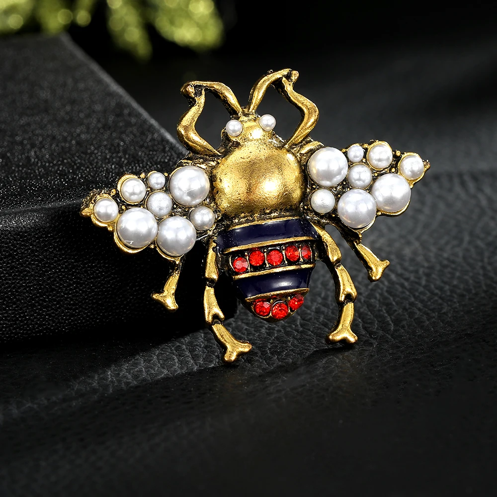 Винтажные Броши с пчелами и кристаллами искусственный жемчуг выложенные крылья
