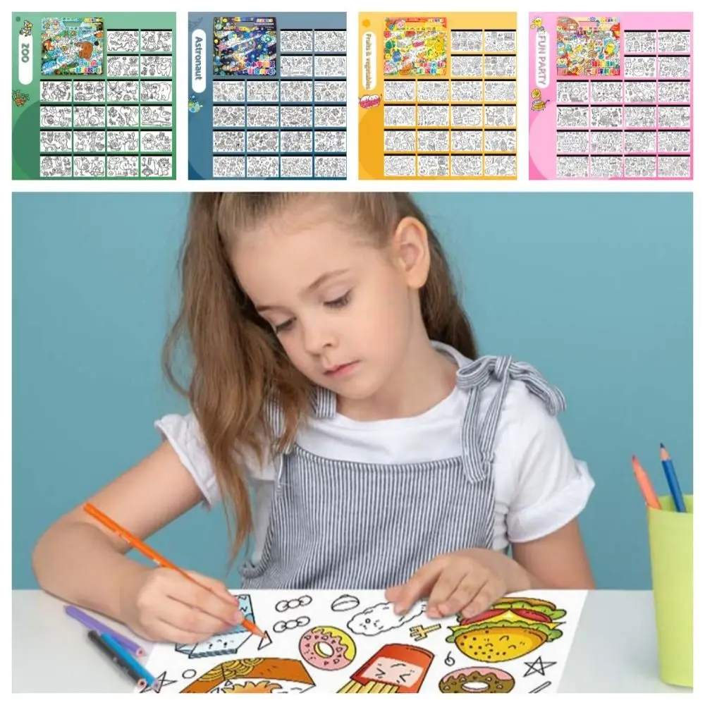 

Space Children Coloring Activity Book Funny Tearable Portable Animal Color Filling Gifts