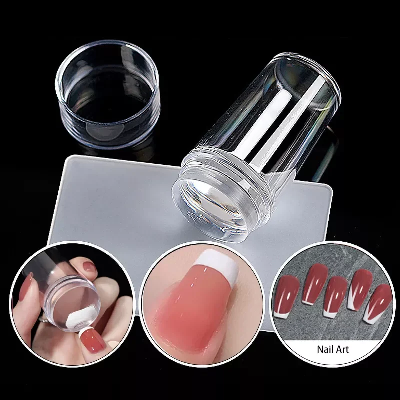 

Transparent Nail Stamper With Scraper French Nail Art Kit Jelly Head Stencil Template Print Seal For Manicure Plate Polish Tool