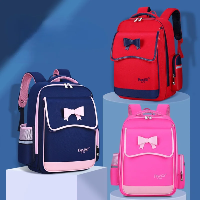 Grade 1-6 Children Bow Sweet Large Capacity Backpacks New British Style Girls Student Princess Fashion School Bags Drop Shipping