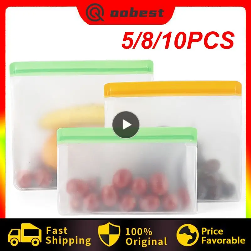 

Translucent Frosted PEVA Food Storage Bag Refrigerator Food Storage Fresh-keeping Bag Reusable Zip Shut Bags Food Storage Bags