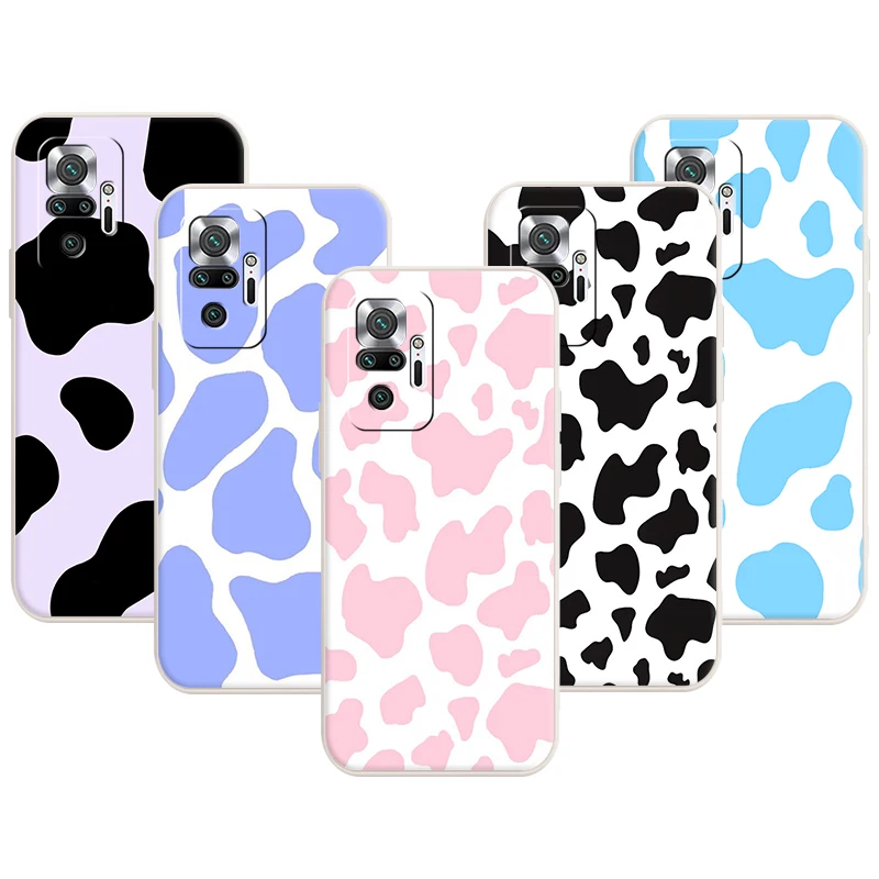 

Cow Milk Black White Phone Case for Redmi Note 11 Pro 10 10S 9 8 8T K50 K40 9A 9C 9T 7 7A Liquid Silicone Back Cover Shell Caso