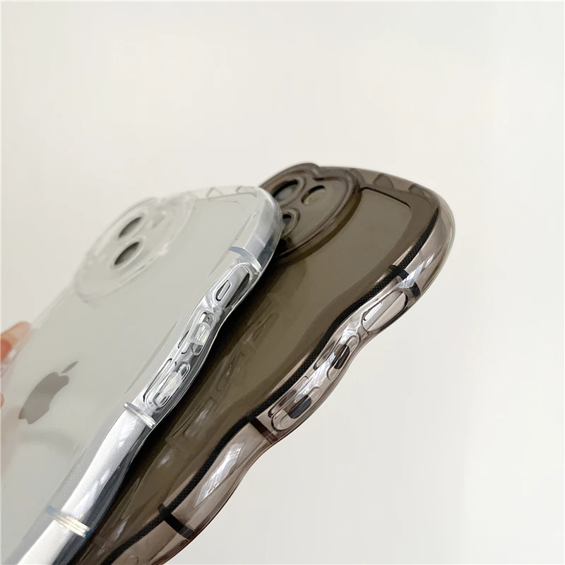 Прозрачный волнистый мягкий чехол для iPhone 14 13 12 11 Pro Max X XR XS защитный силиконовый с