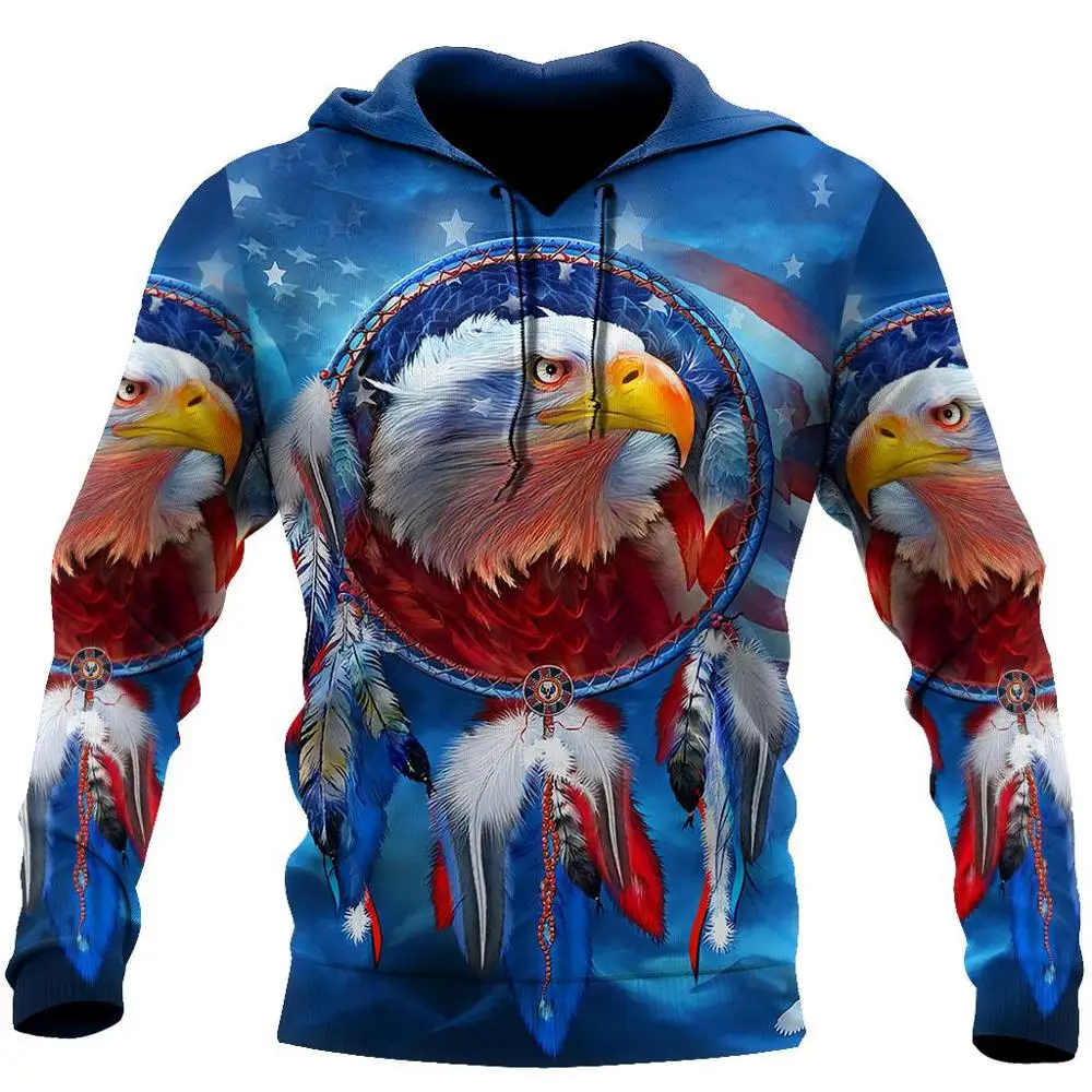 

3D Full USA Flag Eagle Print Native Hoodies Man Women Harajuku Outwear Zipper Pullover Sweatshirt Casual Unisex Jacket Tracksuit