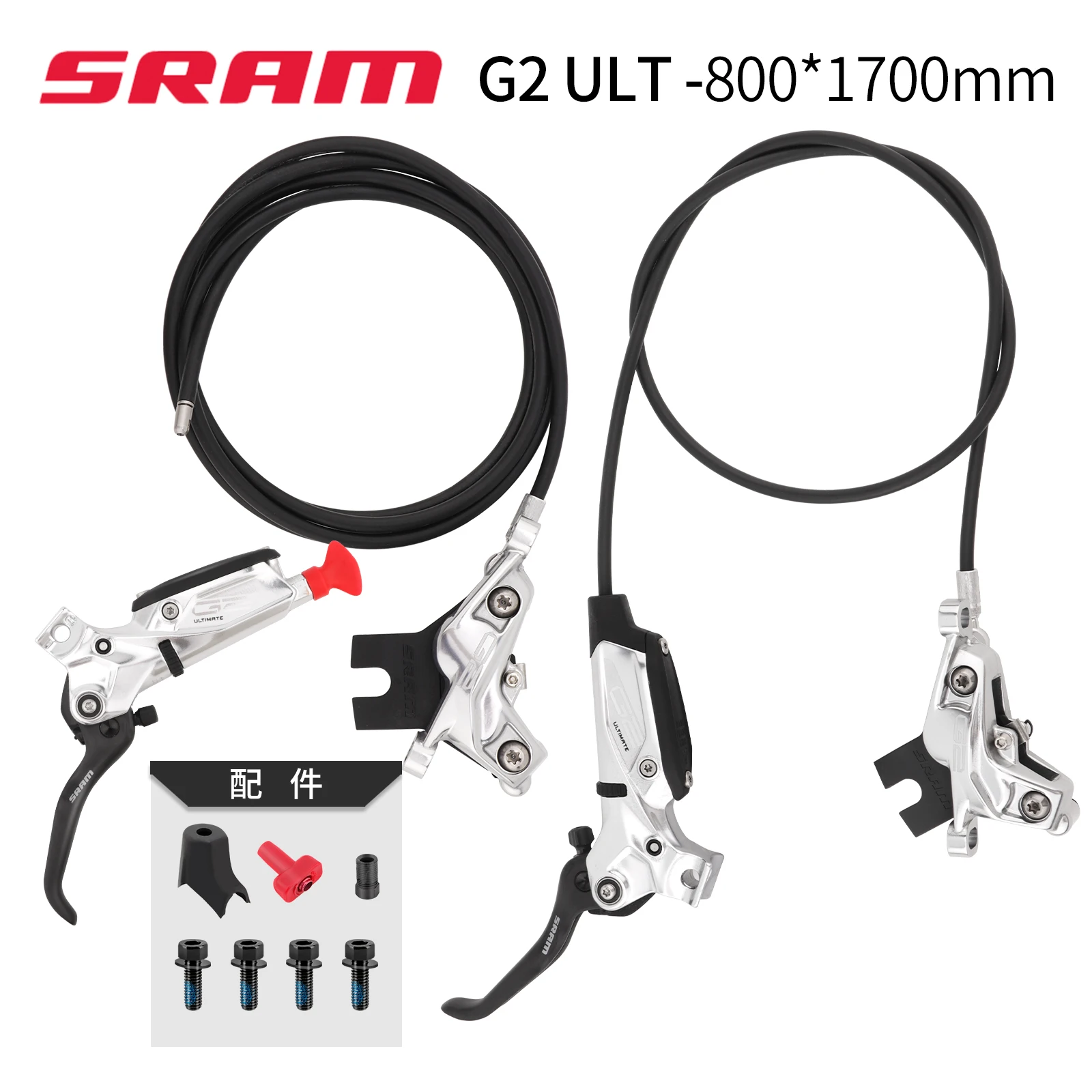 Фото SRAM G2 Ultimate Дисковый тормоз и рычаг — передний, гидравлический, крепление на стойку, угольный рычаг, титановая фурнитура, серебристый №2