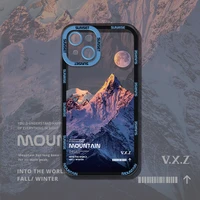 aesthetic snow mountain transparent phone case for iphone13 12 11 pro max xr xs 78advanced clear soft silicone shockproof cover