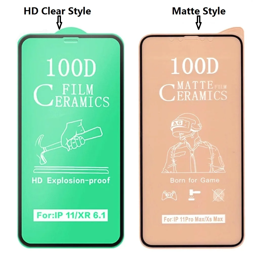 50pcs 9D/100D Matte Soft Ceramic Protective Film For iPhone 14 13 12 11 Pro Max XR XS Max 8 7 6 Plus Full Cover Screen Protector