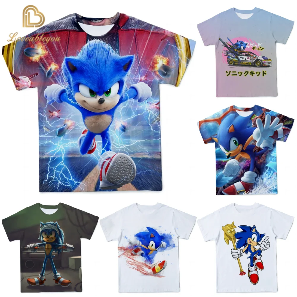 

Sonic Clothes Funny Graphic Print T-shirt Women Harajuku Sonic Pink Tops Tshirt Tee Japan Anime Style Y2k Comics Female T Shirt