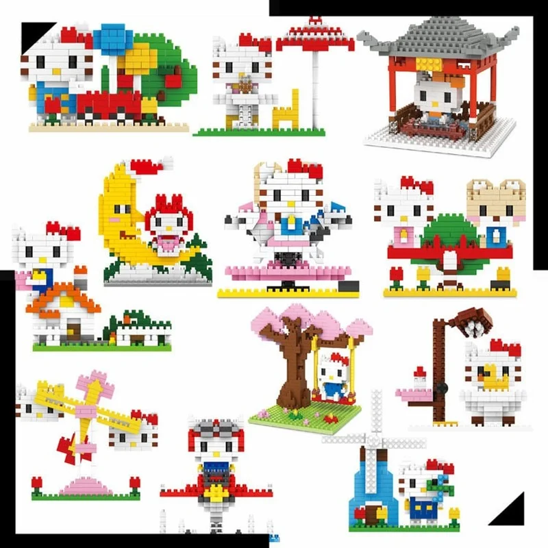 

Children Small Particle Cartoon Cat Assembled Building Block Toy 3D Puzzle Leisure Assembled Building Block Toy Ornament