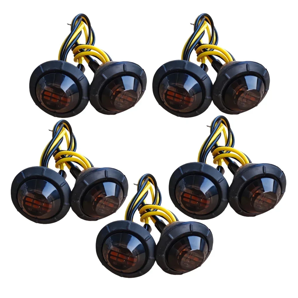 

10 шт., маленькие круглые дымчатые габаритные огни для грузовиков, 12 В, боковой габаритный фонарь для прицепа, фургон, пикап, красный, белый, янтарный, сигнальные огни