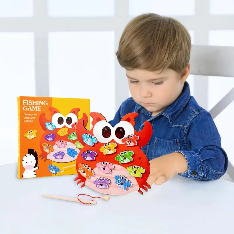 Рыболовные игрушки для детей деревянные мультяшные игры в форме краба рыбалки