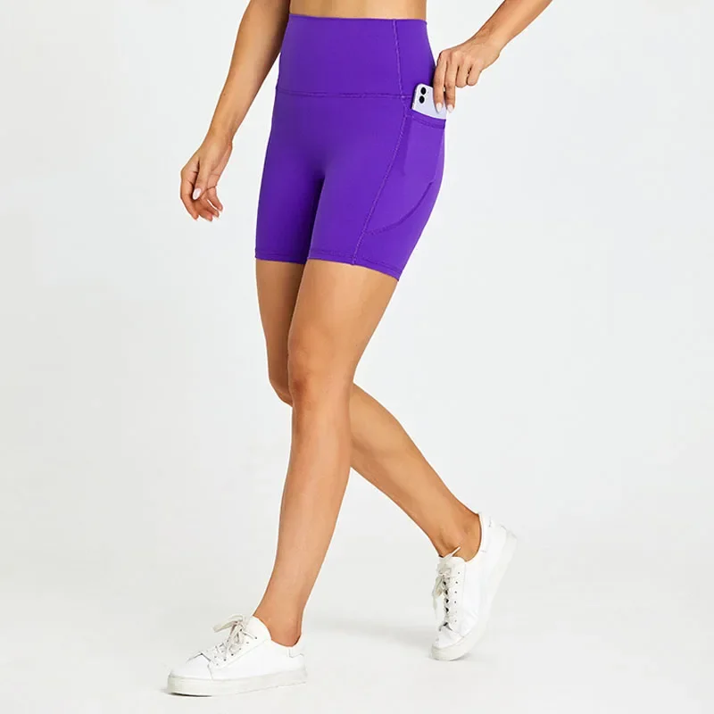 Шорты женские велосипедные с завышенной талией и карманами 6 дюймов