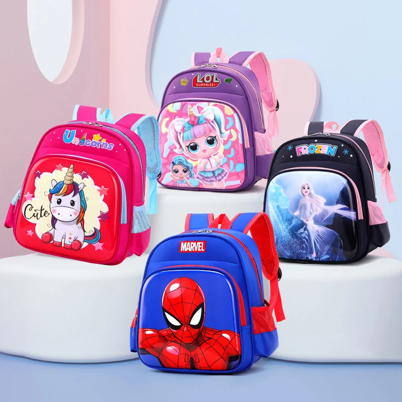 Школьный ранец с 3D рисунком из мультфильма Disney, рюкзак с рисунком Marvel, Человека-паука, машинок, принцессы Эльзы, для мальчиков и девочек, детс...