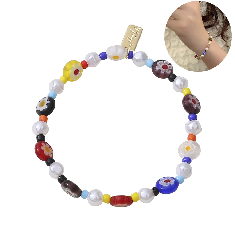 

Handmade Arylic Bead Stretch Bracelet for Girls Candy Color Adjustable Rope Pendant Bracelets Christmas Presents Fashion Jewelry