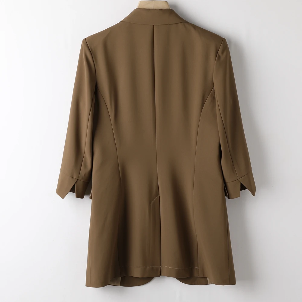 Quality Spring  Summer Women's Korean Fashion Elegant Loose Medium Sleeve Jacket Office Leisure Blazer Thin Cardigan Coat Top